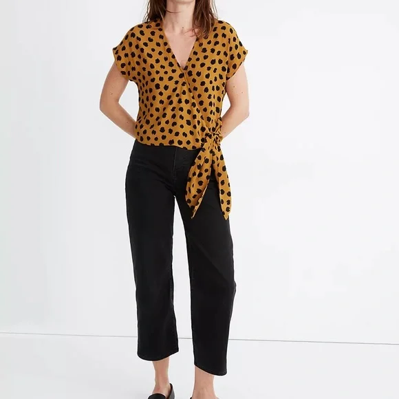 Madewell Leopard Wrap Top, Sz Small - Picture 2 of 7